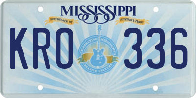MS license plate KRO336