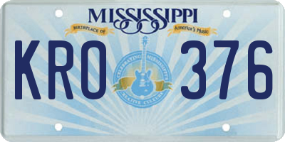 MS license plate KRO376