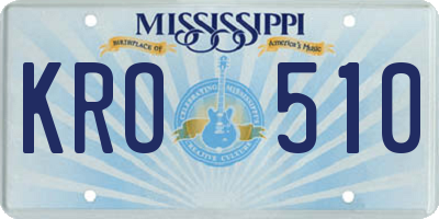 MS license plate KRO510