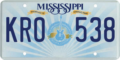 MS license plate KRO538