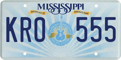 MS license plate KRO555