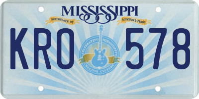 MS license plate KRO578