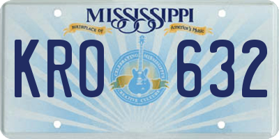 MS license plate KRO632