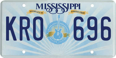 MS license plate KRO696