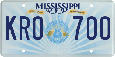 MS license plate KRO700