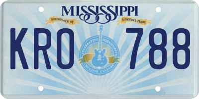 MS license plate KRO788