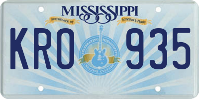 MS license plate KRO935