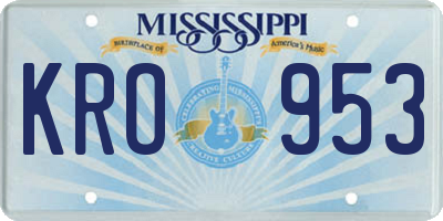 MS license plate KRO953