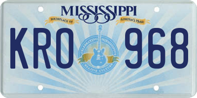 MS license plate KRO968