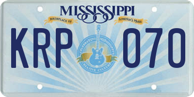 MS license plate KRP070