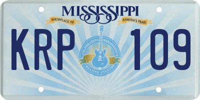 MS license plate KRP109