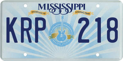MS license plate KRP218