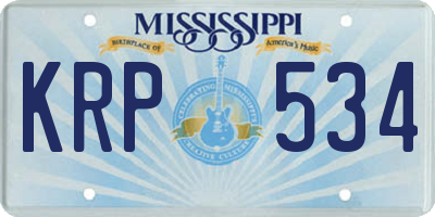 MS license plate KRP534