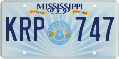 MS license plate KRP747