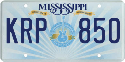MS license plate KRP850