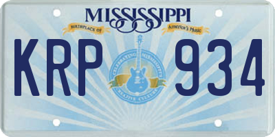 MS license plate KRP934