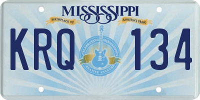 MS license plate KRQ134