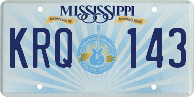 MS license plate KRQ143