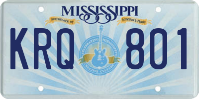 MS license plate KRQ801