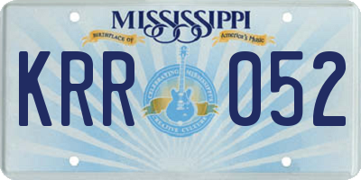 MS license plate KRR052