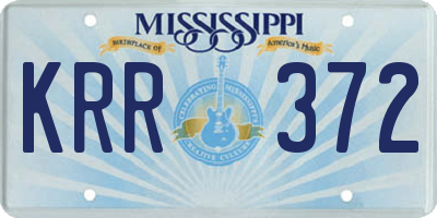 MS license plate KRR372