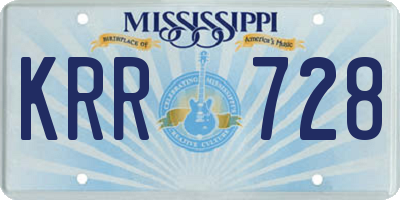 MS license plate KRR728