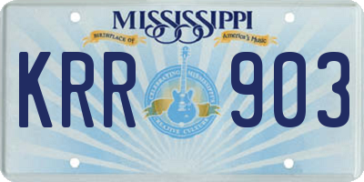 MS license plate KRR903