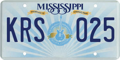 MS license plate KRS025