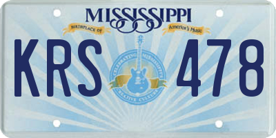MS license plate KRS478
