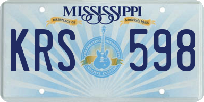 MS license plate KRS598