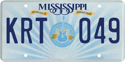 MS license plate KRT049