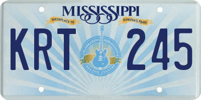 MS license plate KRT245