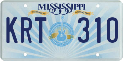 MS license plate KRT310