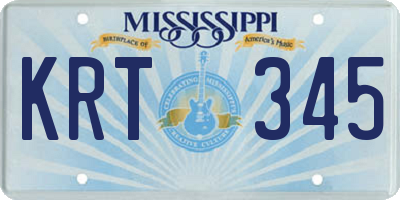 MS license plate KRT345