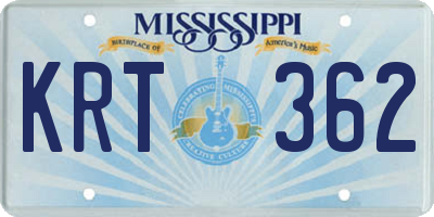 MS license plate KRT362