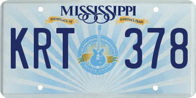 MS license plate KRT378