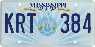 MS license plate KRT384