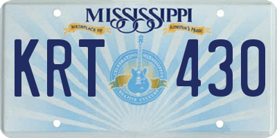 MS license plate KRT430
