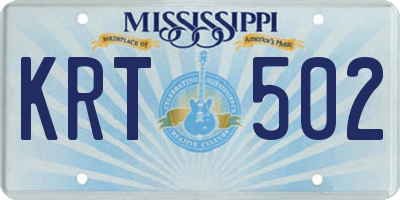 MS license plate KRT502