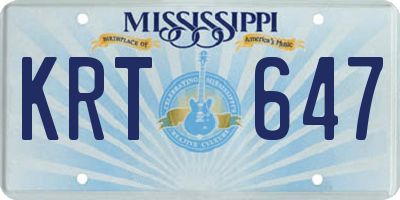 MS license plate KRT647
