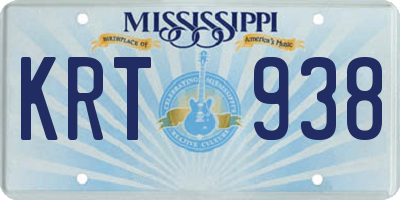 MS license plate KRT938