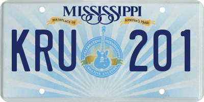 MS license plate KRU201