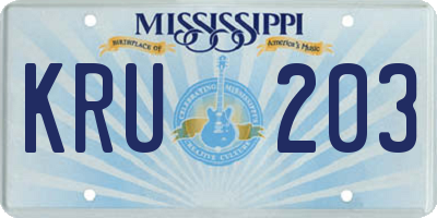 MS license plate KRU203