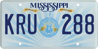 MS license plate KRU288