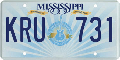 MS license plate KRU731