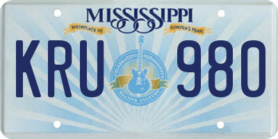 MS license plate KRU980