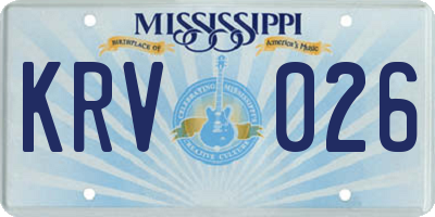 MS license plate KRV026