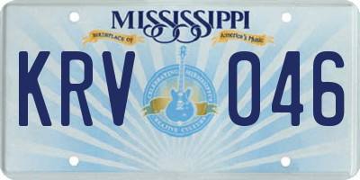 MS license plate KRV046