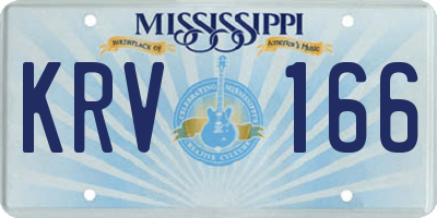 MS license plate KRV166