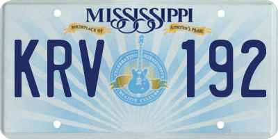 MS license plate KRV192